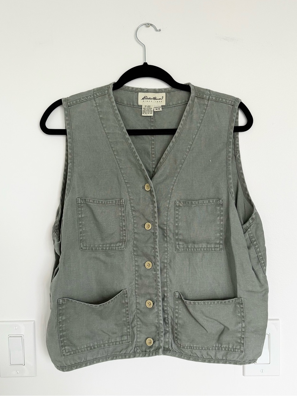 Vintage linen cargo vest